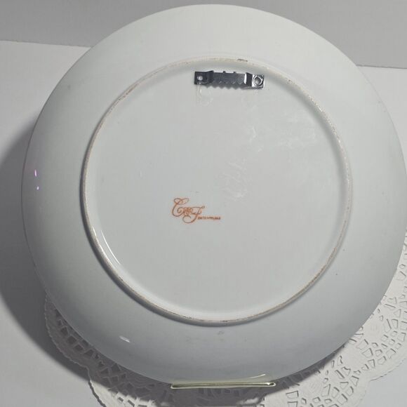 VTG 10" Toyo Decorative Plate - Dark Green w/ Pink & Purple Flowers Gold Accent - Picture 2 of 2